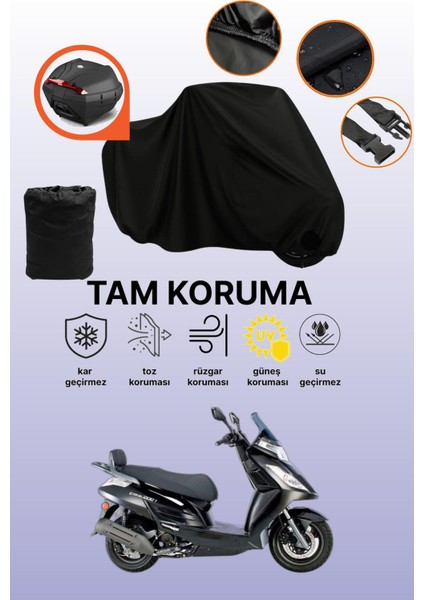 Siyah Arka Çanta Uyumlu Kymco Dink 200I Uyumlu Motosiklet Brandası, Koruyucu Örtü
