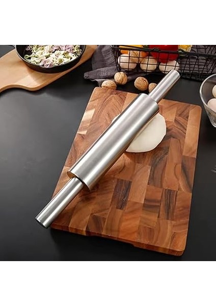 Paslanmaz Çelik Merdane - Hamur Açma Merdanesi | Ergonomik Tutma Saplı | Hijyenik & Kolay Temizlik | Hamur ve Kurabiye Için Ideal indirimleri