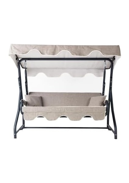 3 Kişilik Sabit Bahçe Balkon Teras Salıncağı - Kırçıllı Gri