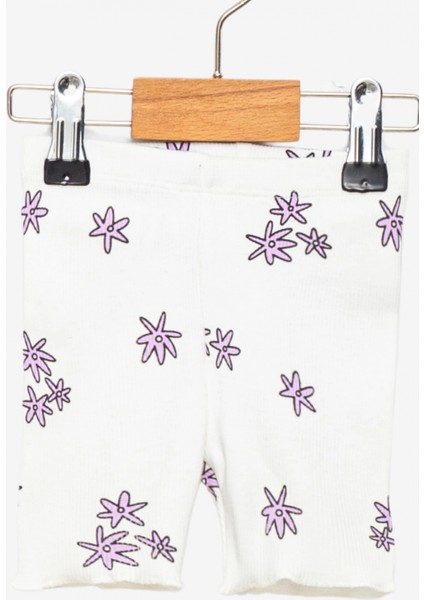 Kız Bebek Takım Lila %100 Pamuk Baskılı Tişört Beyaz Şortlu Tropikal Desenli Alt Üst Takım modelleri