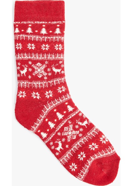 Pamuklu Soket Havlu Yılbaşı Temalı Çorap