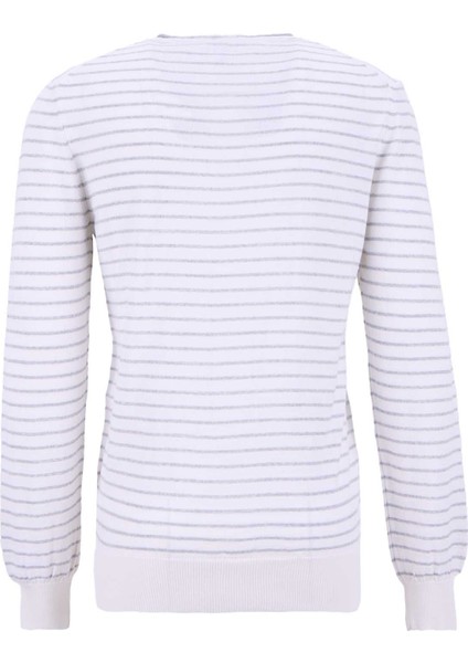 Bisiklet Yaka Slim Fit Çizgili Ekru Erkek Kazak F5WM-KZK 2306