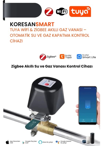 Tuya Akıllı Su Gaz Vanası – Zigbee fiyatları