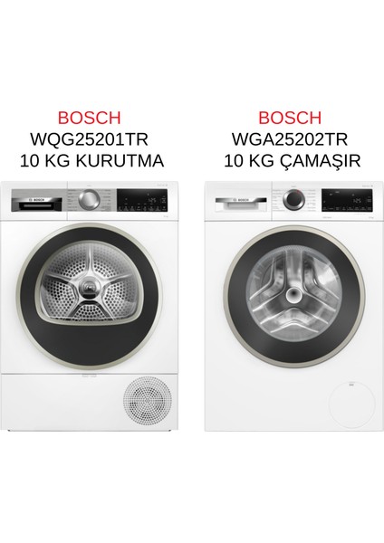 WQG25201TR - WGA25202TR 10 kg Kurutma ve 10 kg Çamaşır Makinesi 2'li Set