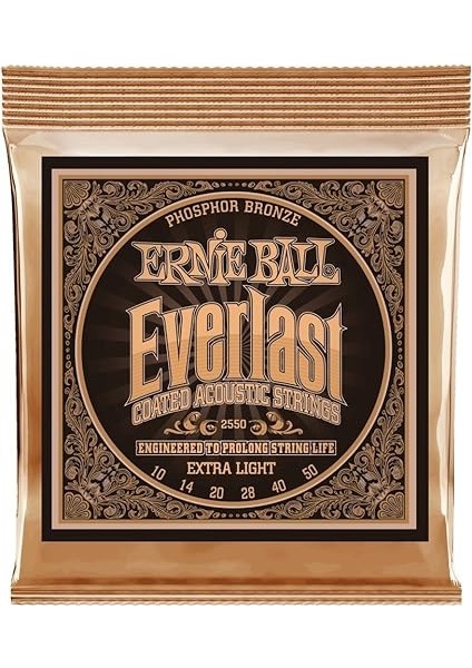 Ball Everlast Ekstra Hafif Kaplamalı Fosfor Bronz Akustik Gitar Telleri, Ölçü 10-50 modelleri