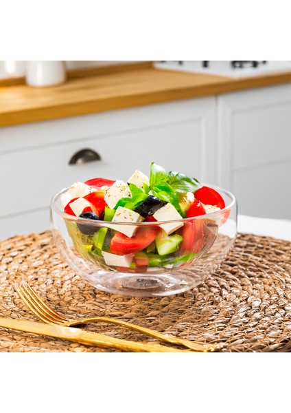 12481 Çift Cidarlı Cam Kase Çerezlik Sunumluk 500ML