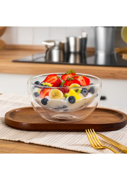 12481 Çift Cidarlı Cam Kase Çerezlik Sunumluk 500ML fiyatları