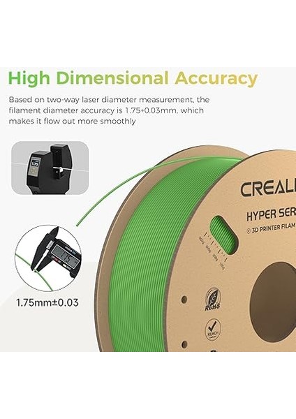 Resmi 3D Yazıcı Filamenti, Hyper Pla Filament, Creality Yüksek Hızlı Baskı Için, Uzun Ömürlü ve Dayanıklı, Düz, Taşma Performansı, Ölçü Hassasiyeti +/- 0,03 Mm, 1 Kg/makara,yeşil indirimleri