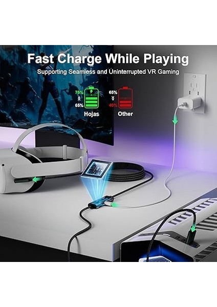 Quest 3 Şarj Bağlantısı Kablosu, Oculus Meta 3s Vr Için Şarj Kablosu, Pro, Pico 4, Pc, Buhar, Yüksek Hızlı Veri, 16.4ft, Kesintisiz Oynanış modelleri