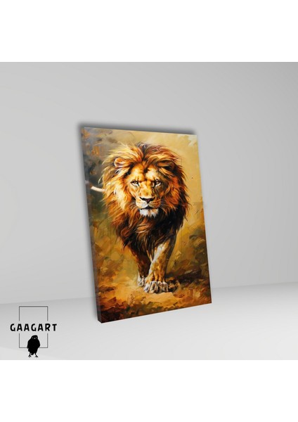 Tekli Dikey Kanvas Tablo Yağlı Boya Görünümlü Yakışıklı Aslan fiyatları