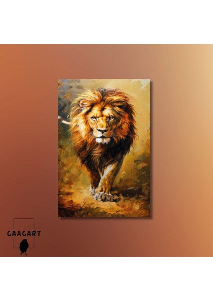 Tekli Dikey Kanvas Tablo Yağlı Boya Görünümlü Yakışıklı Aslan modelleri