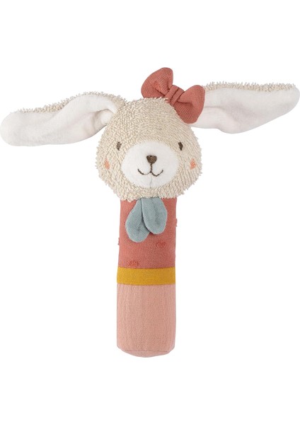 Çubuk Kavrama Oyuncağı Tavşan - Kavramak Için Çıngıraklı Motor Becerileri Oyuncağı - Organik Pamuklu Pelüş Hayvan Kavrama Oyuncağı- 0+Aylık Bebekler ve Küçük Çocuklar Için Oyuncak