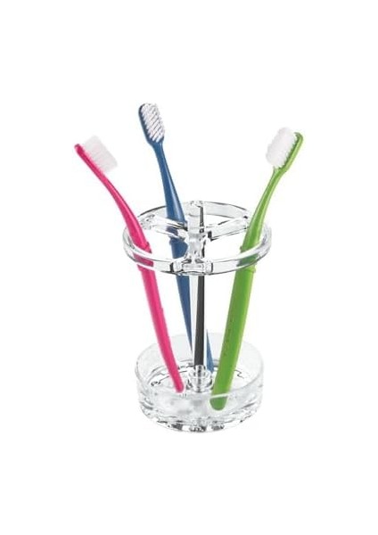 Idesign-Idesign Diş Farı Tutucu, Plastikten Yapılmış Büyük Diş Suyu Tutucu, 3 Diş Fırçası ve Elektrikli Diş Yuvaları Için Diş Fırçası Tutucu, Şeffaf