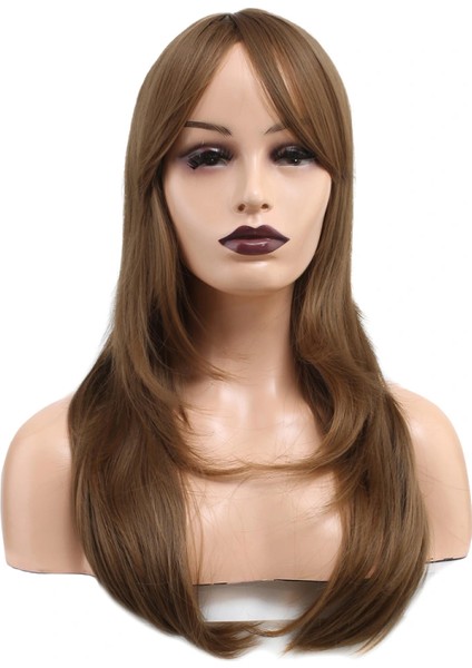 Katlı Kesim Perçemli Düz Fiber Sentetik Orta Boy Peruk - Bebek Kumralı fiyatları