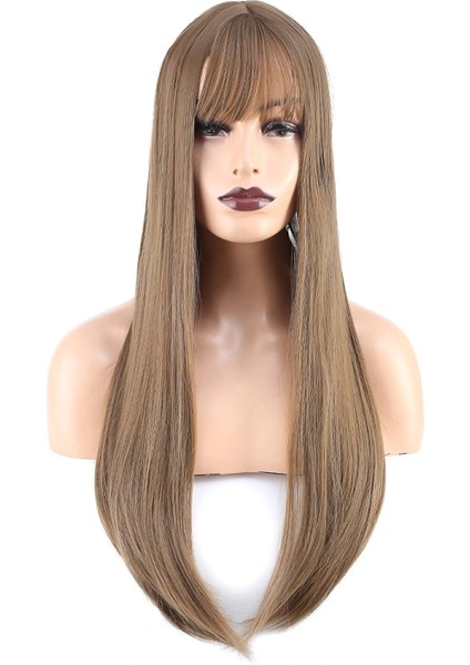 Düz Perçemli Uzun Fiber Sentetik Peruk - Bebek Kumralı fiyatları