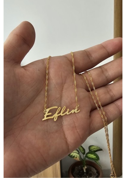 925 Ayar Gümüş 24 Ayar Altın Kaplama Isimli Kolye