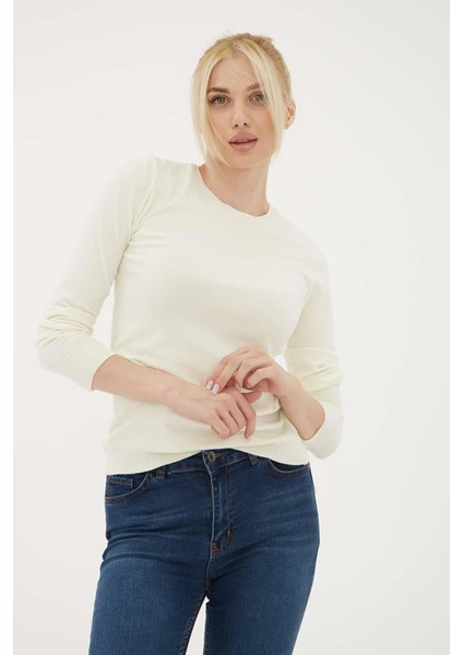 Esnek Bisiklet Yaka Kazak Ekru fiyatları