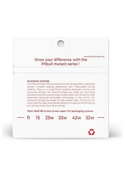 Mutant Seri Coated Akustik Gitar Teli Kararmaya Karşı Dayanıklı Mag (Tekli Set, Mag 11-52 Extra Light) modelleri