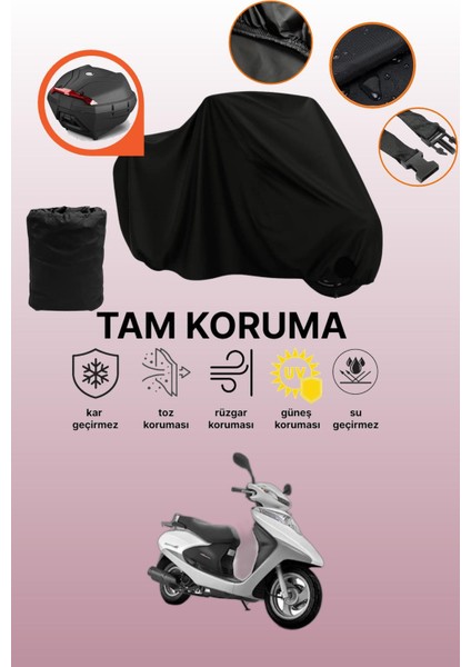 Siyah Arka Çanta Uyumlu Honda Spacy 110 Alpha Uyumlu Motosiklet Brandası, Koruyucu Örtü