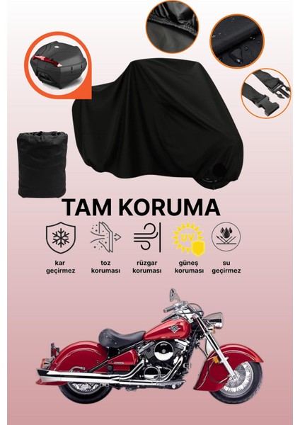 Siyah Arka Çanta Uyumlu Kawasaki Vn 900 Uyumlu Motosiklet Brandası, Koruyucu Örtü