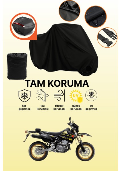Siyah Arka Çanta Uyumlu Suzuki DRZ400 Sm Uyumlu Motosiklet Brandası, Koruyucu Örtü