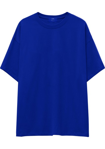Basic Oversized Fit Tişört - Mavi