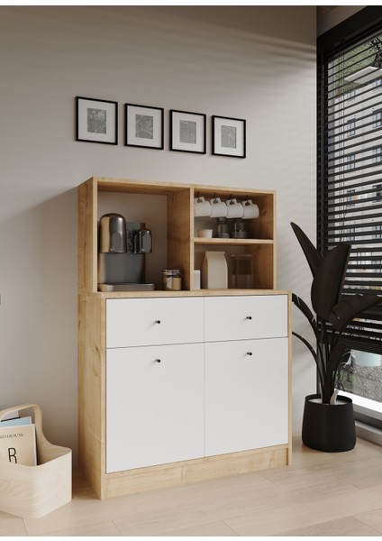 Lonex Kahve Köşesi Çekmeceli Kapaklı Çok Amaçlı Mutfak Dolabı Safirmeşe-Beyaz fiyatları