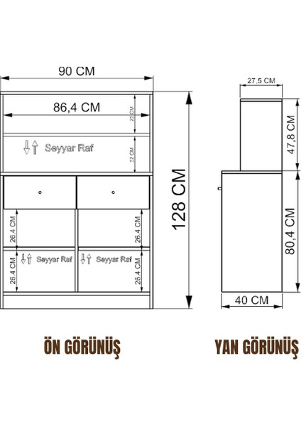 Lonex Kahve Köşesi Çekmeceli Kapaklı Çok Amaçlı Mutfak Dolabı Safirmeşe-Beyaz indirimleri