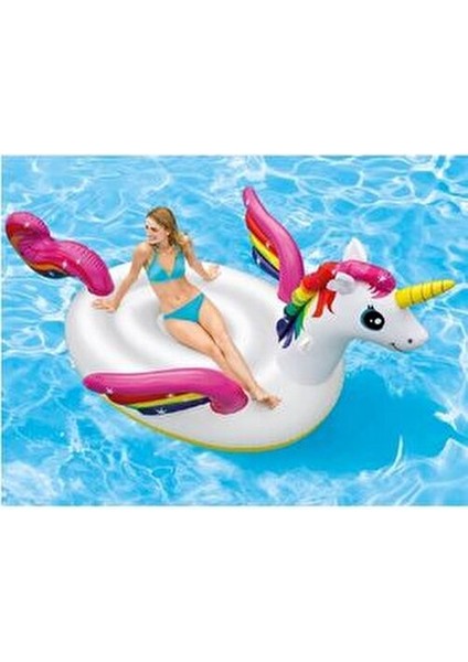 Elite Şişme Tek Boynozlu Mega Unicorn At Tutmaçlı Ada Binici 287X193X165 cm 1 Adet modelleri