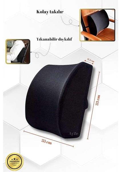 Ortopedik Visko Bel ve Sırt Minderi Yastığı Destekleyici Minder Yastık, Figiza, Siyah, Standart fiyatları