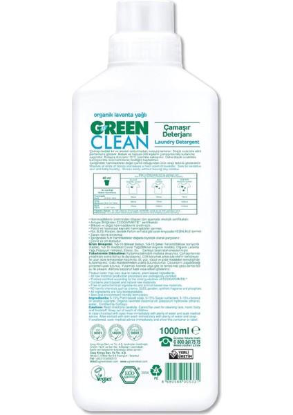 Green Clean Sıvı Çamaşır Deterjanı Lavanta 1 Litre fiyatları