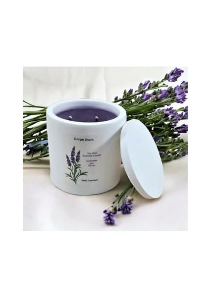Concept Dekoratif Lavanta Kokulu Beyaz Renkli Saksılı ve Kapaklı Soya Mum fiyatları