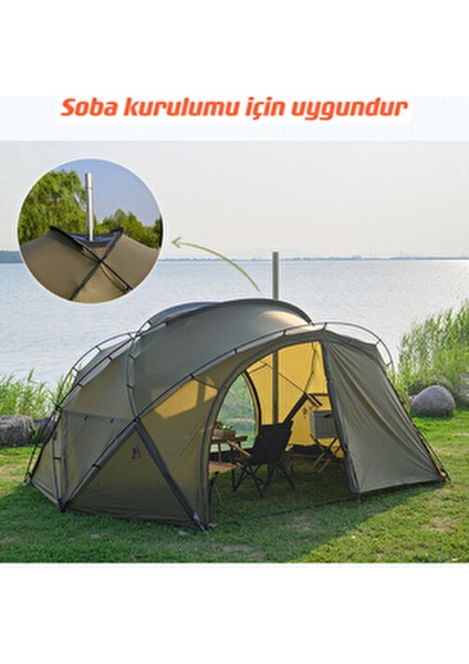 Yarım Küre Çadır 1 Oda Kapasiteli PU 8000+ 40D Naylon Malzeme ile 350x300x170 cm