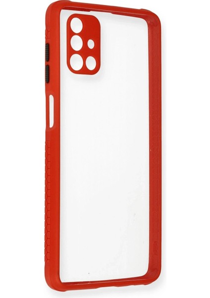 Samsung Galaxy M51 Kılıf Miami Şeffaf Silikon - KIRMIZI-(5796) - N845J080-M90845