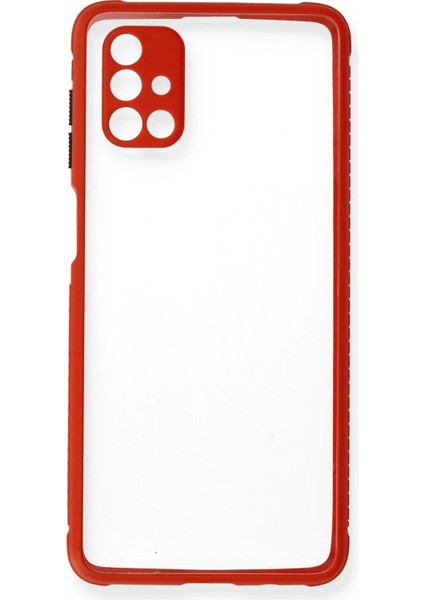 Samsung Galaxy M51 Kılıf Miami Şeffaf Silikon - KIRMIZI-(5796) - N845J080-M90845 fiyatları