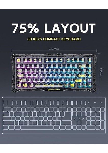 Mercury K1 Lite Rgb Kablosuz Mekanik Gaming Klavye, Ingilizce Q fiyatları