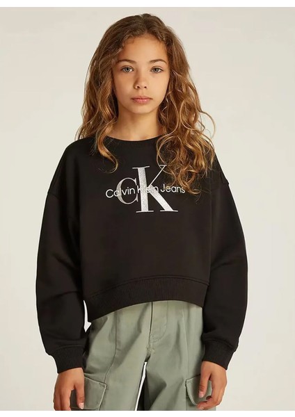 Baskılı Kız Çocuk Siyah Sweatshırt IG0IG02823BEH