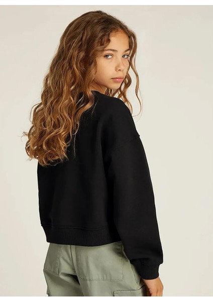 Baskılı Kız Çocuk Siyah Sweatshırt IG0IG02823BEH modelleri