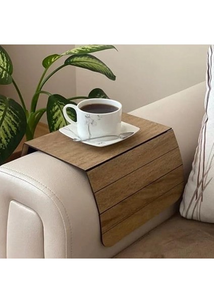 Ayarlanabilir Portatif Koltuk Kenar Ahşabı Yan Sehpa Koltuk Tepsisi Kolçak Sehpası