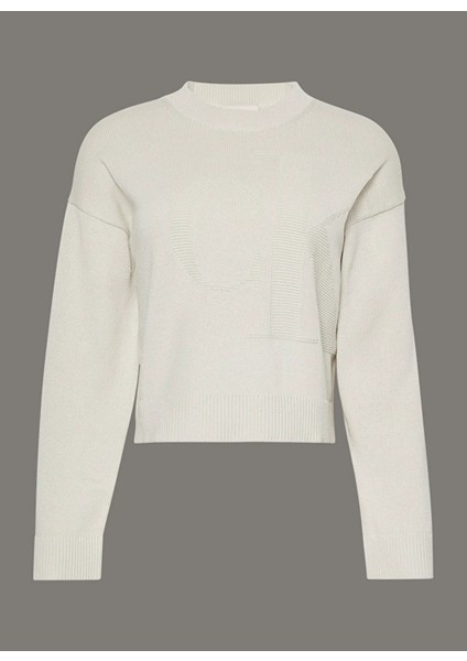 Dik Yaka Standart Düz Beyaz Kazak Kadın LV047D304G67U