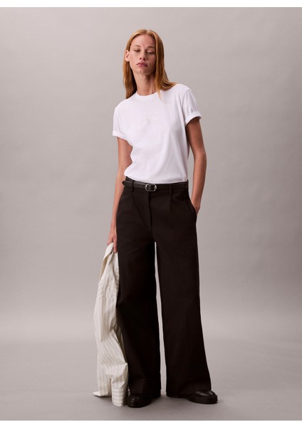 Bisiklet Yaka Düz Beyaz Kadın T-Shirt LV047D873GYAA