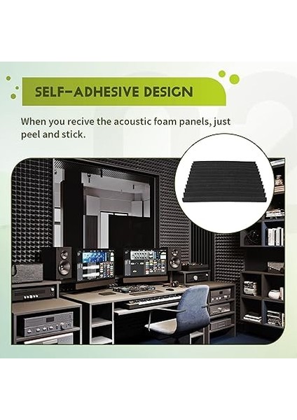 12 Adet Kendinden Yapışkanlı Akustik Plaka, Ses Geçirmez Köpük Plakalar, Ev Için Yüksek Yoğunluklu Ses Yalıtım Duvar Plakaları (Siyah) indirimleri