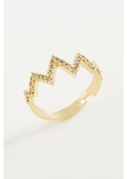 Zikzak Taşlı Metal Yüzük