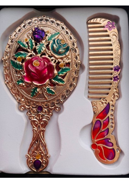 Ayna Tarak Seti, Kutulu-Metal-Hediyelik Takım, 13CM Aynalı Saç Fırçası, Tavuskuşu Figürlü fiyatları
