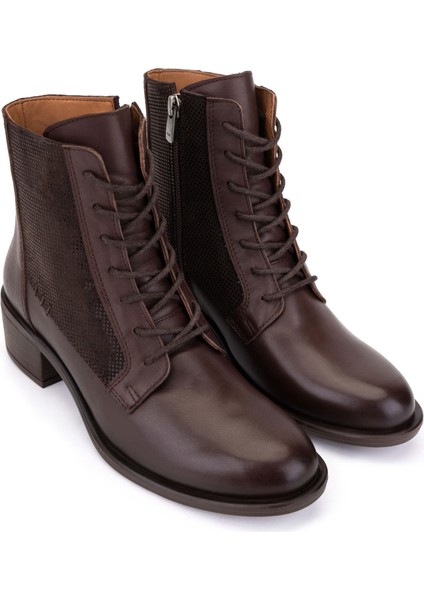 Kadın Hakiki Deri Kahverengi Topuklu Bot 599 1092-1 Bn Bot SK25-26 Kahve fiyatları