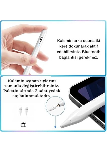 IPAD(2018-2025) Için Stylus Tablet Kalem 2018 Sonrası Tüm iPad Modellerinine Uyumlu Eğim Sensörlü Avuç Içi Reddi Aktif (Beyaz, Ipad Uyumlu Stylus) modelleri