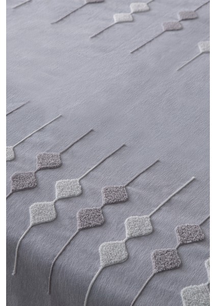 Zen Baklava Desen Çift Kişilik Nakışlı Yatak Örtüsü Seti Şönil Kumaş Punch Nakışlı 240X260CM