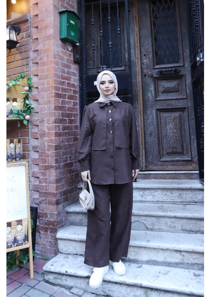 Sedef Düğmeli Süet Takım