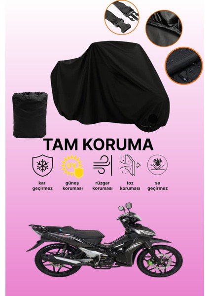 Siyah Kuba Easy Pro 50 Uyumlu Motor Branda, Koruyucu Örtü, Motosiklet Brandası