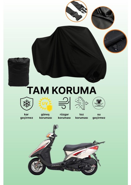 Siyah Yamaha Cygnus Rs Uyumlu Motor Branda, Koruyucu Örtü, Motosiklet Brandası